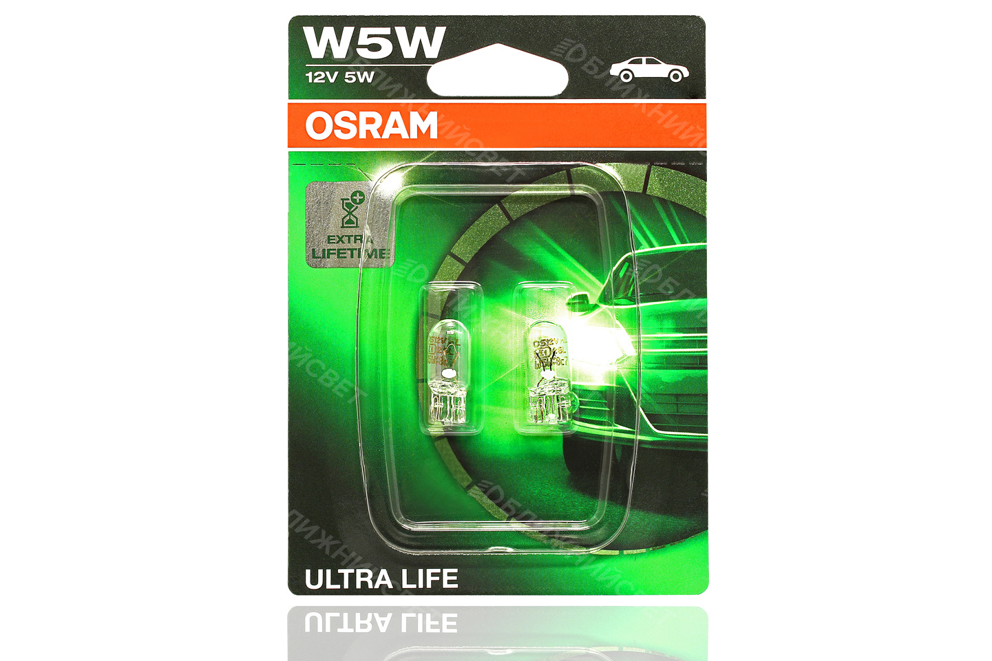Лампа (W5W 12V-5W (W2,1x9,5d) ULTRA LIFE (блистер 2шт.))